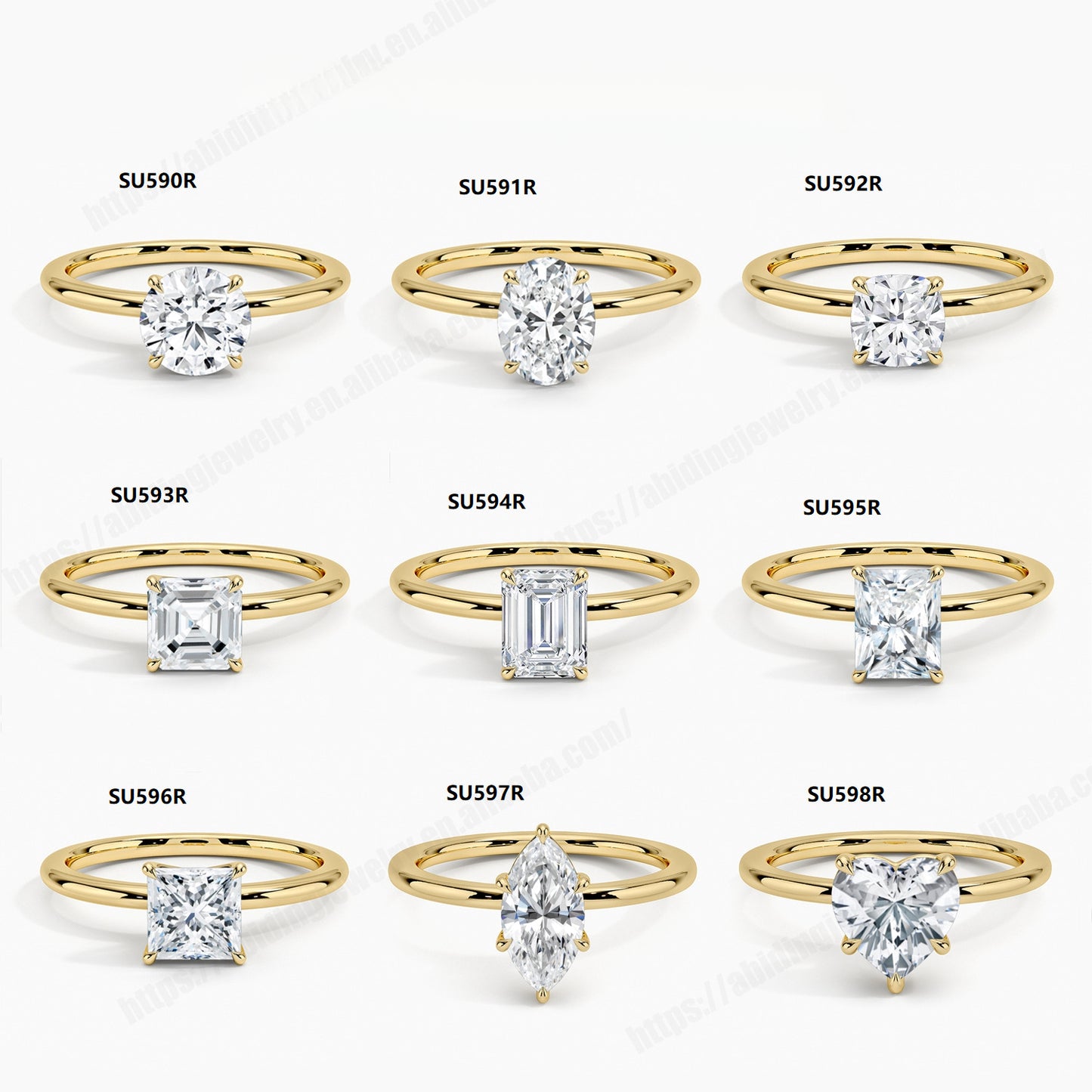 Simple Temperament9/10/14/18k Gold Ring with Moissanite1Carat Wedding Ring Hot-Selling Plain Gold Ring