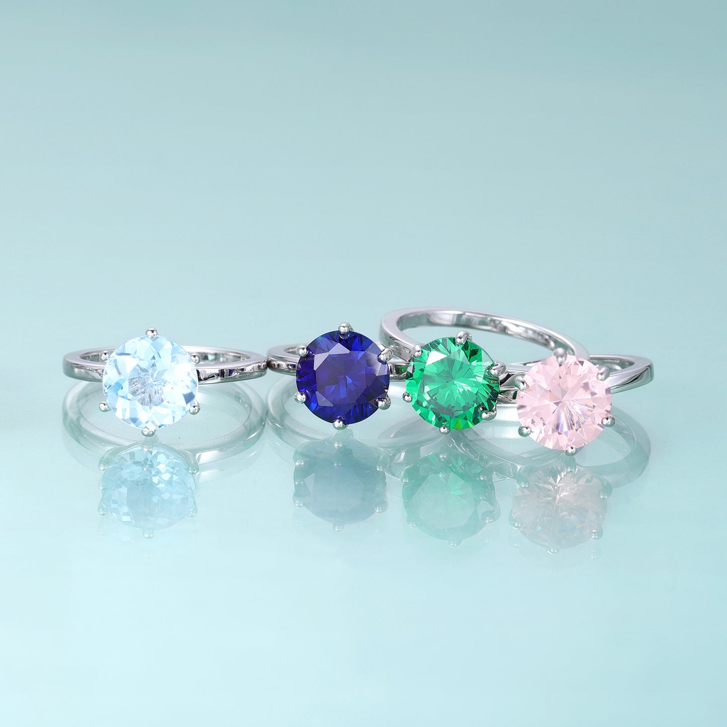 Wedding Natural Gemstone Ring s925Sterling Silver Inlaid Crystal Topaz Black Hair Crystal Ring8mm Single Main Stone