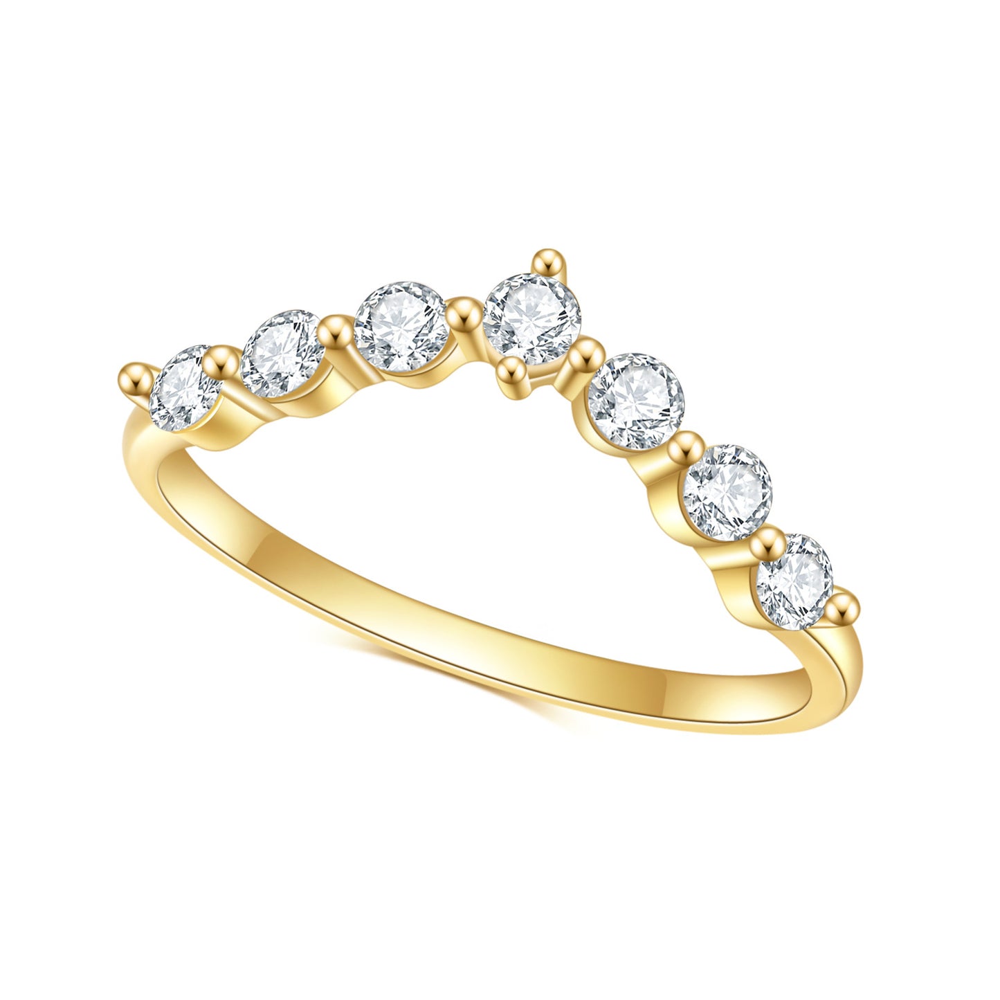S925Sterling Silver Inlaid Gemstone5A Zircon Ring Fashionable, Simple, and Luxurious V Character Ring Plating14k Gold ring