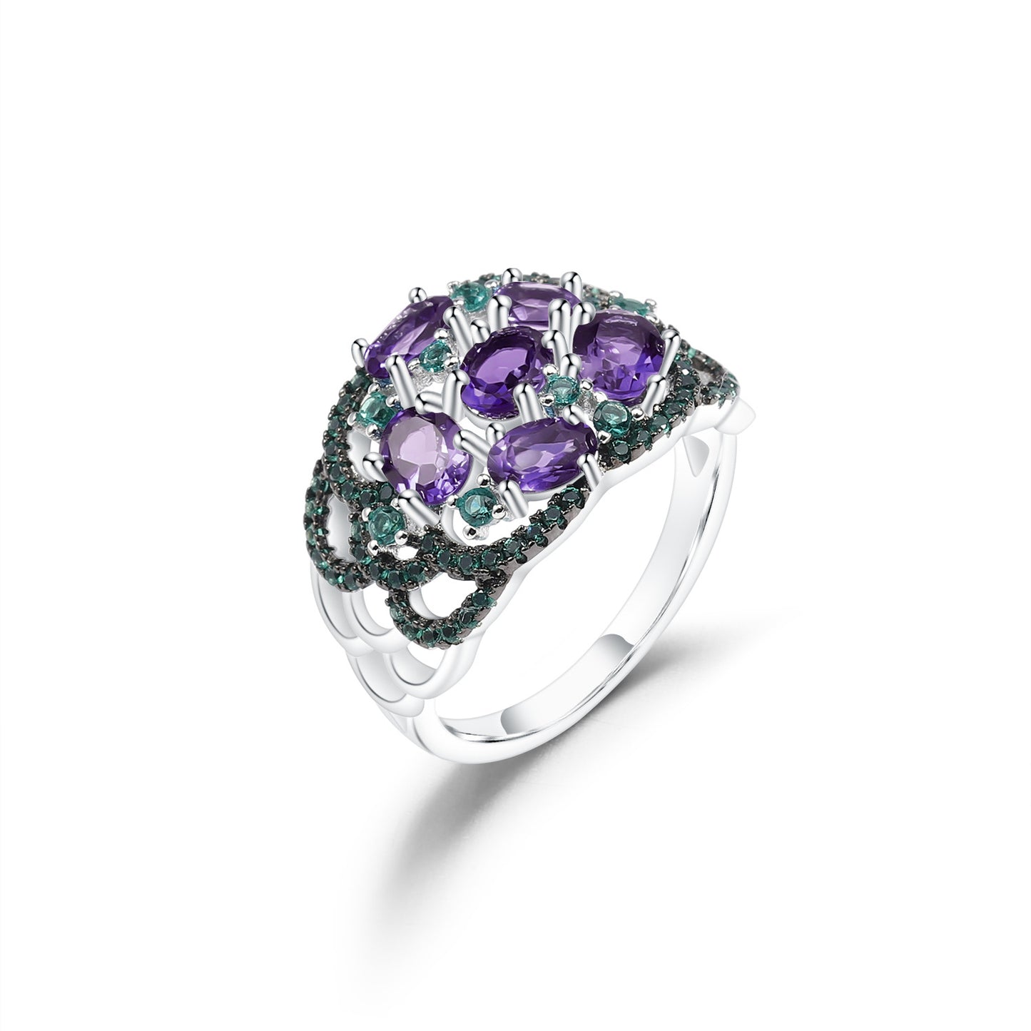 Luxurious and High-End Natural Rose Pomegranate Ring with a Sense of Design Prosperous Series s925Silver Inlaid Gemstone Ring