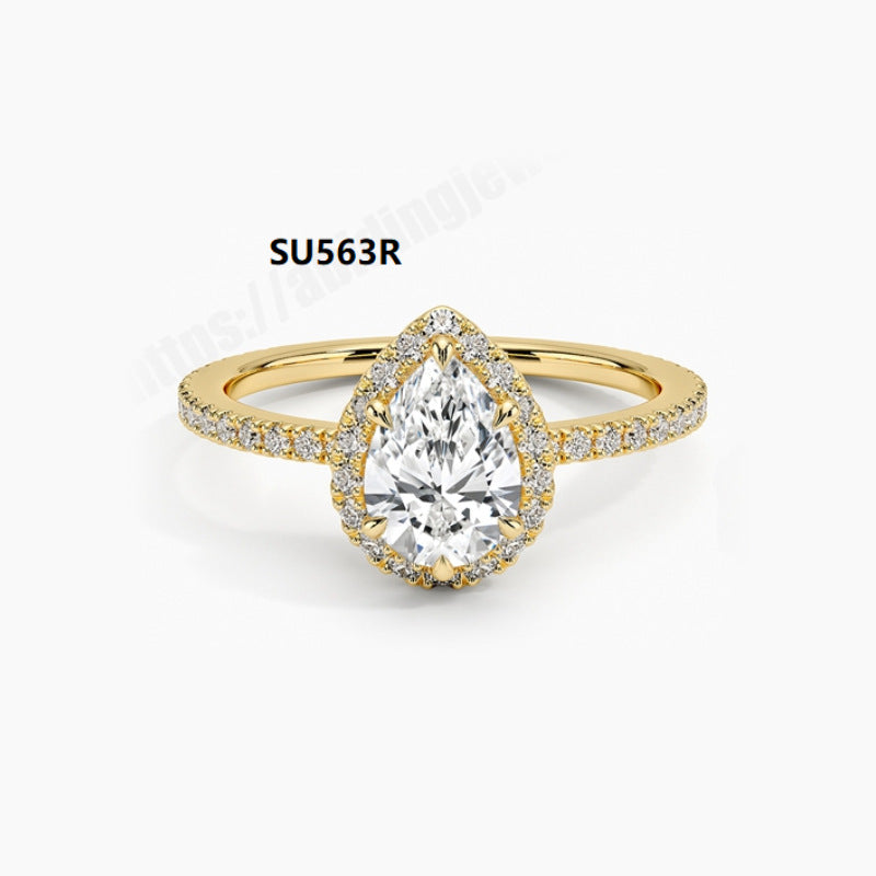 ins Wind9/10/14/18k Gold Ring Inlay1Carat Moissanite Wedding Ring Simple Design