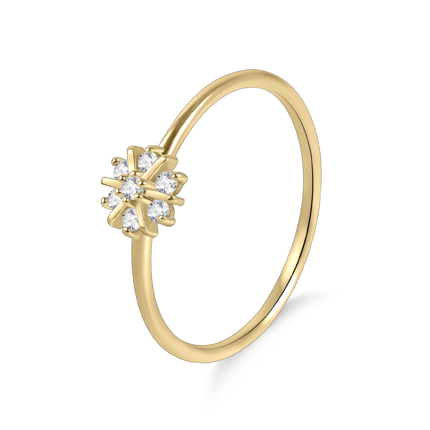 Autumn and winter new snowflake ring s925Sterling Silver Moissanite Inlaid Men and Women Golden Dawn Series Small Ring Forest Style