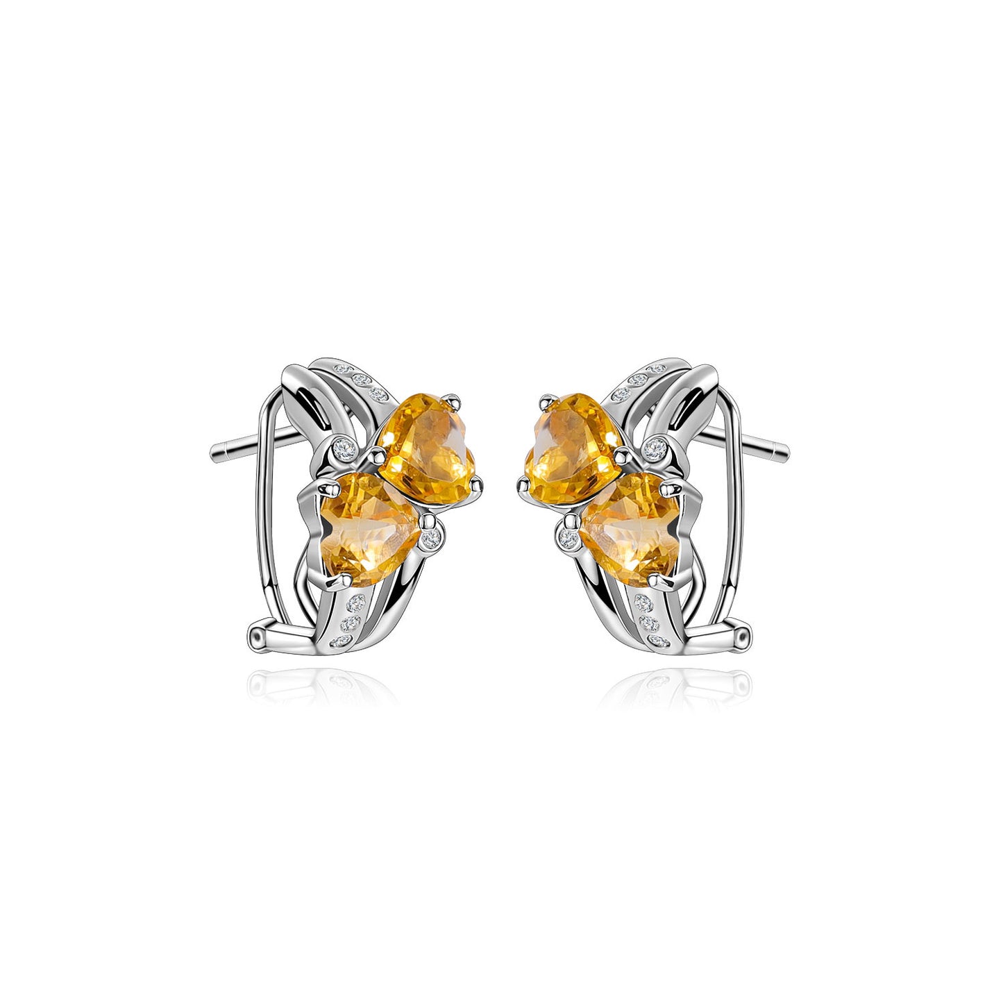 2023New arrival natural colorful gemstone earrings925Sterling Silver Topaz Garnet Crystal Classic Heart Earrings