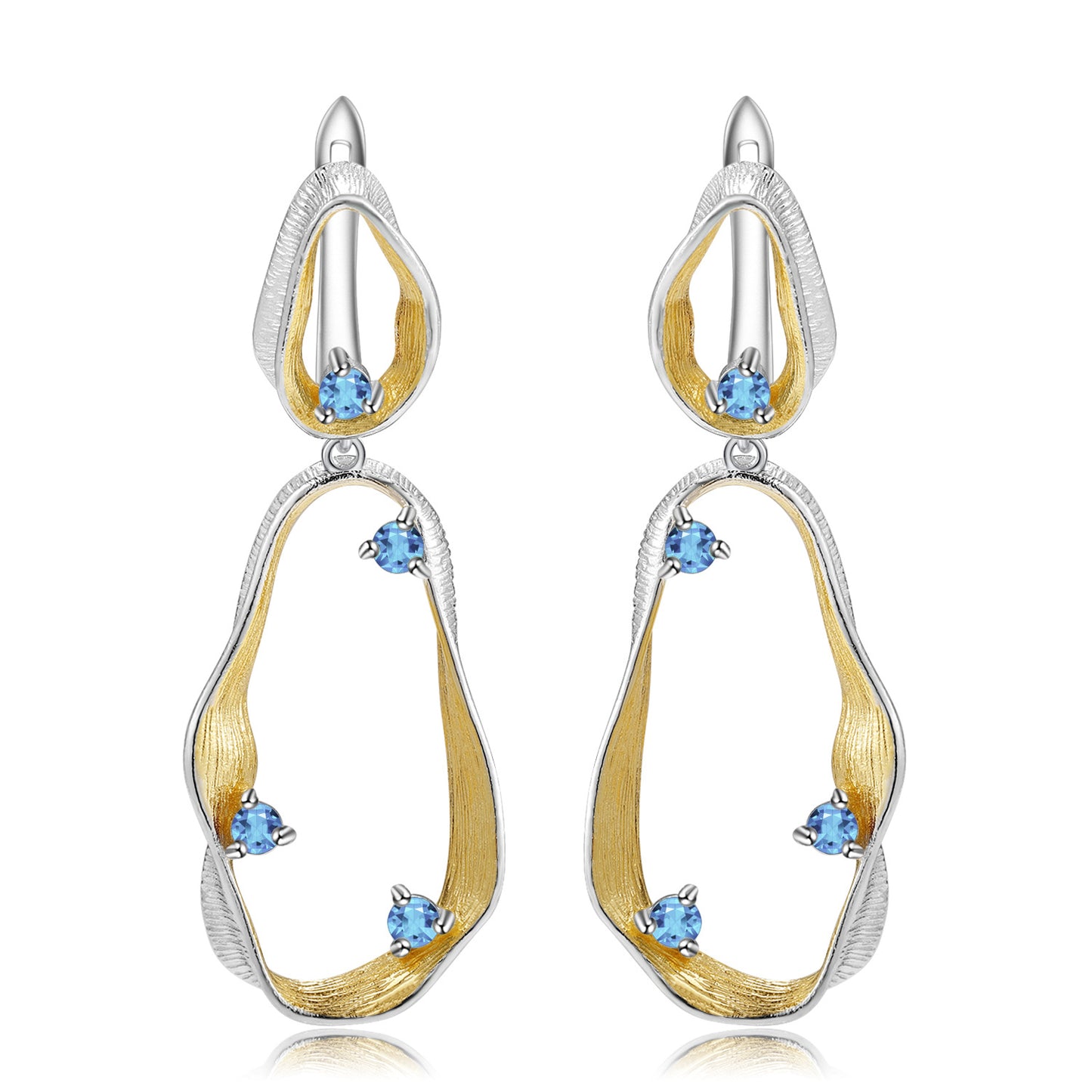 Designer High-End Gemstone Earrings Italian craftsmanship s925Silver Natural Topaz Stud Earrings