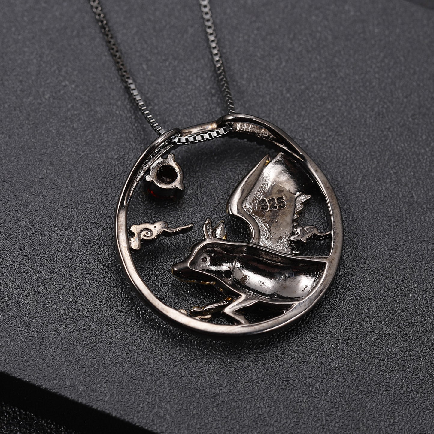 Designer Chinese Style Element Pendant Twelve Zodiac Series Pig 925Silver Natural Gemstone Necklace Pendant