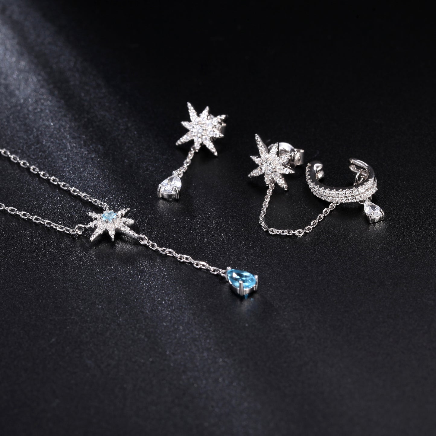 New Creative Design Light Luxury Topaz Necklace French Romance925Silver Inlaid Natural Gemstone Necklace Pendant