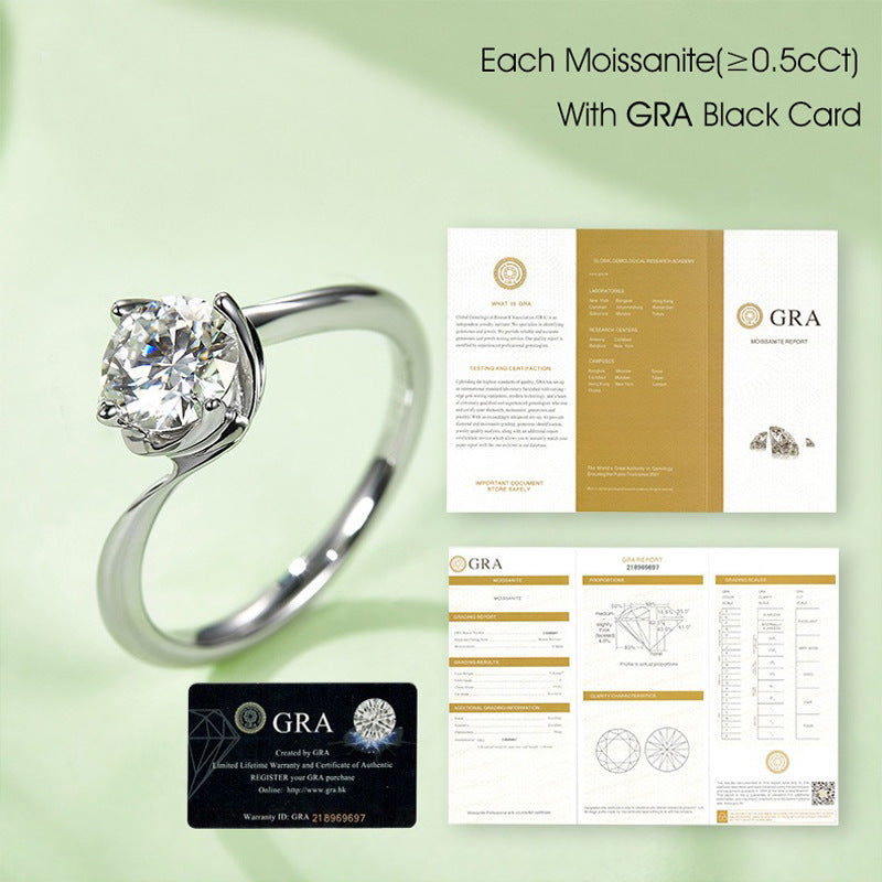 Bud Moissanite Ring D Color s925Sterling Silver Inlaid1Carat Moissanite Wedding Ring Hot Sale