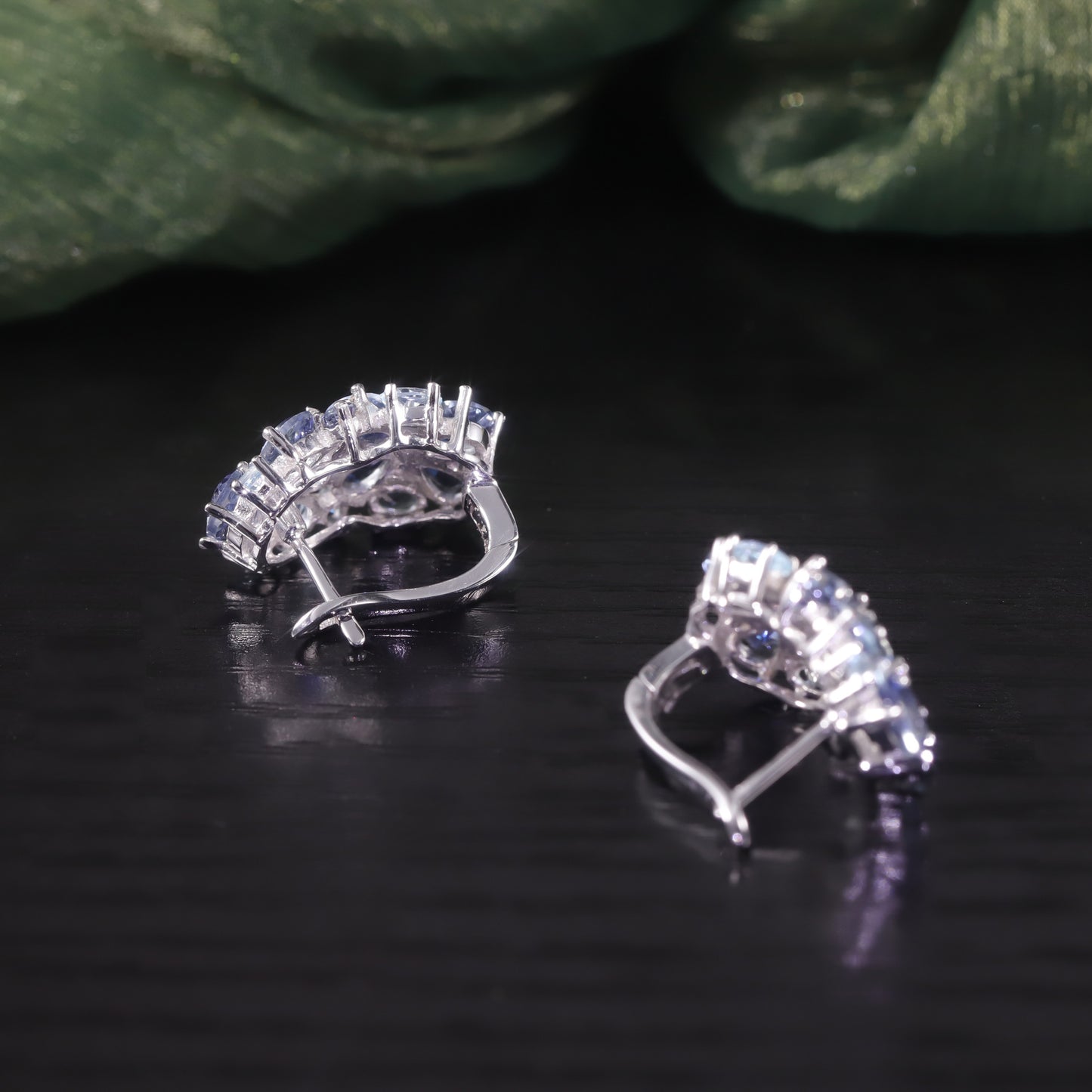 Luxurious Floral Ear Cuffs s925Sterling Silver Inlaid Natural Topaz Crystal Earrings for Women Gemstone Earrings In Stock