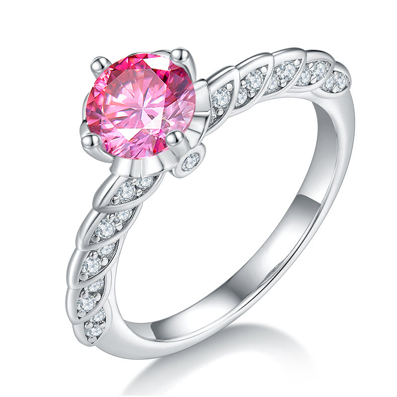 High-End Quality s925Sterling Silver Inlaid1Carat Moissanite Wedding Ring Round Moissanite Ring for Men and Women