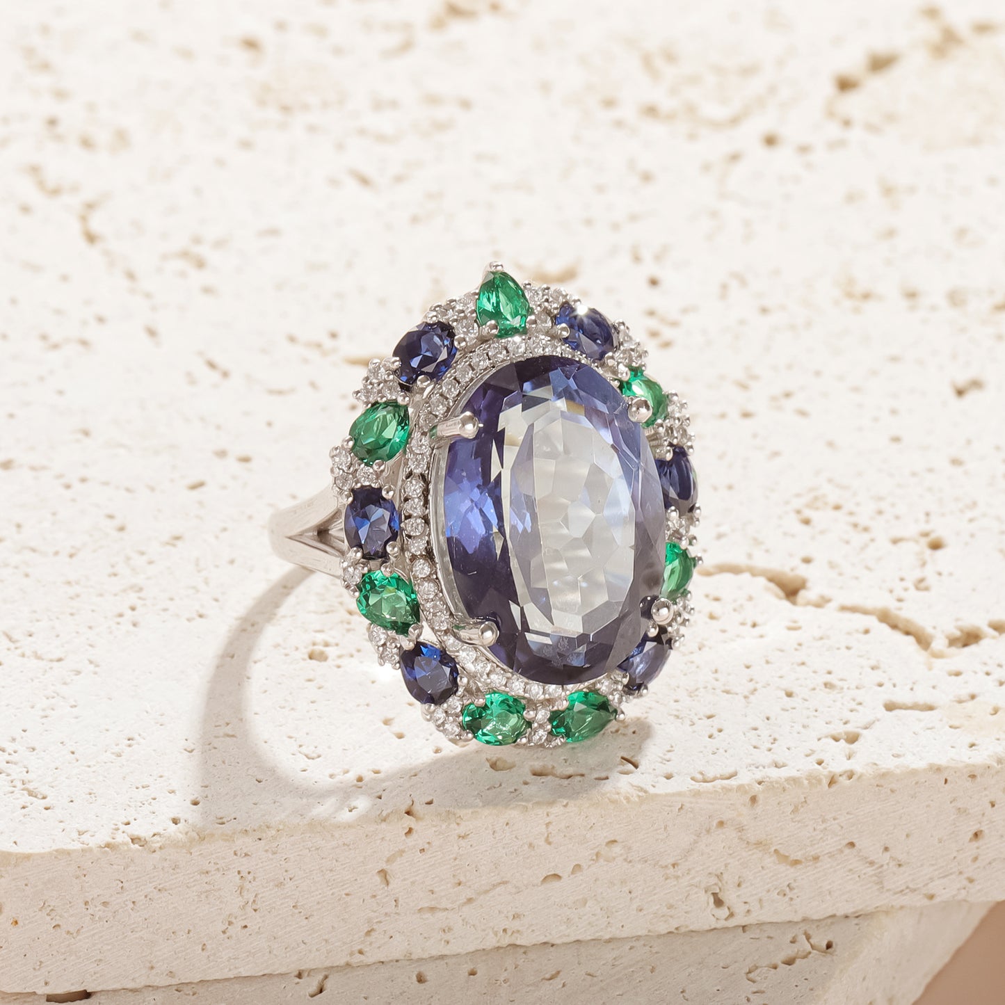 Spring and summer popular luxury crystal earrings gift s925Sterling Silver Inlaid Colorful Gemstone Stud Earrings New Style