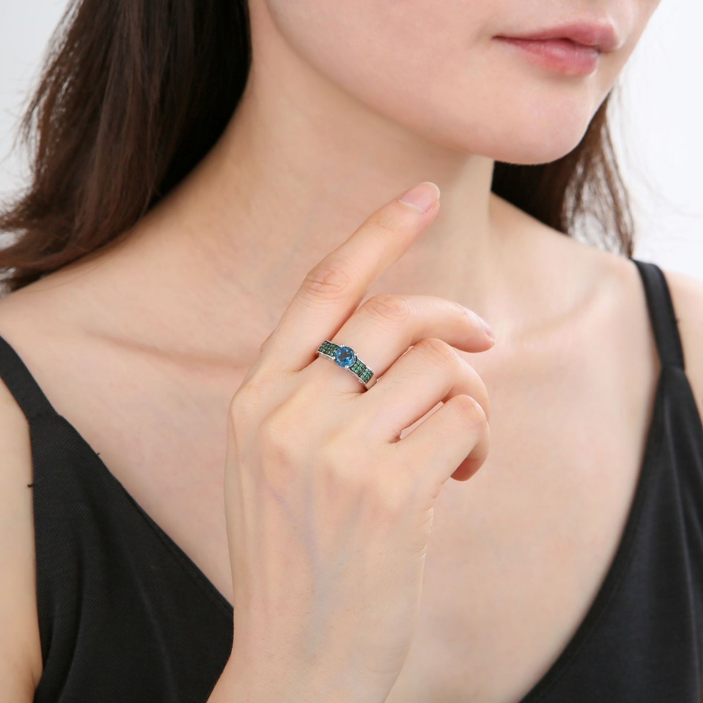 Popular Natural Crystal Ring s925Sterling Silver Sapphire Ring Colorful Gemstone Ring Niche