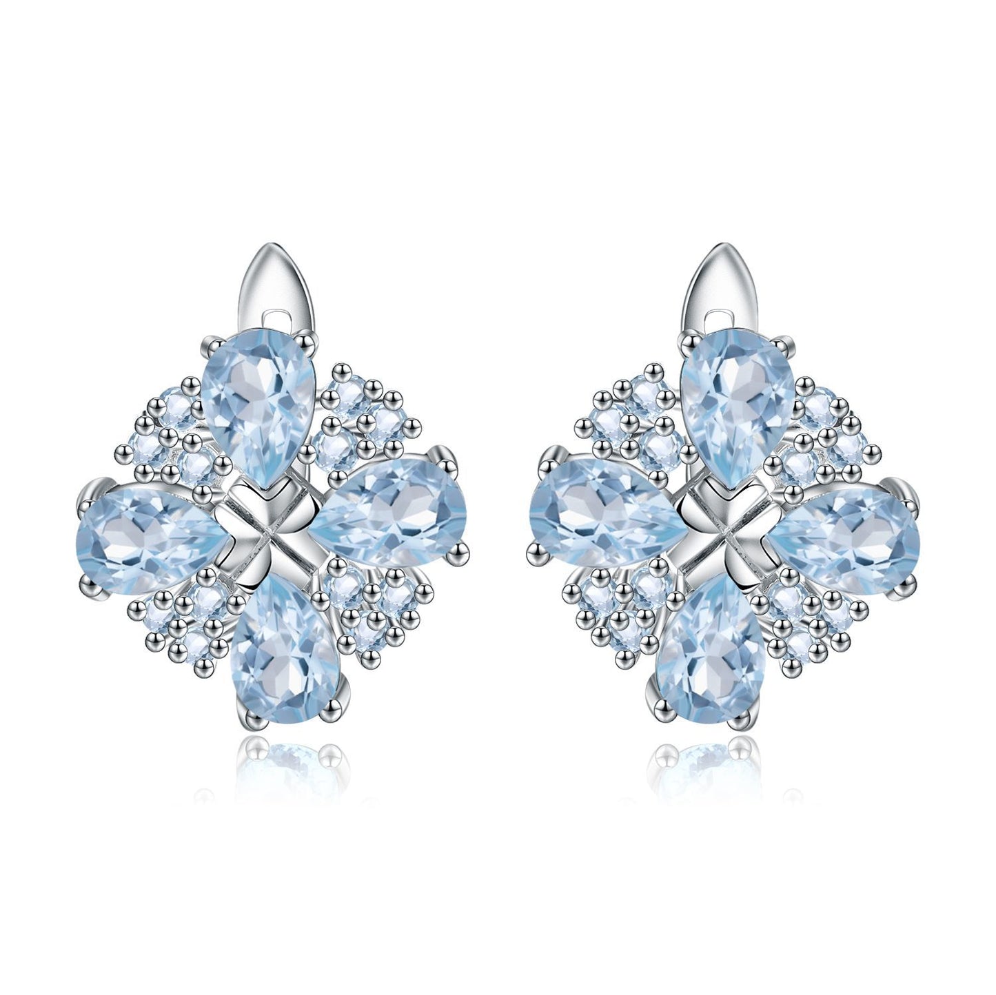 Fashion Sky Blue Topaz Earrings Trendy s925Silver Inlaid Colorful Gemstone Crystal Earrings Jewelry