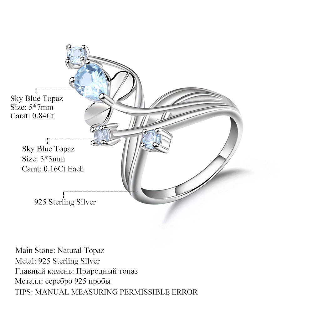 Natural Amethyst s925Sterling Silver Ring Luxury Design Light Luxury Jewelry Accessories Natural Gemstone Ring