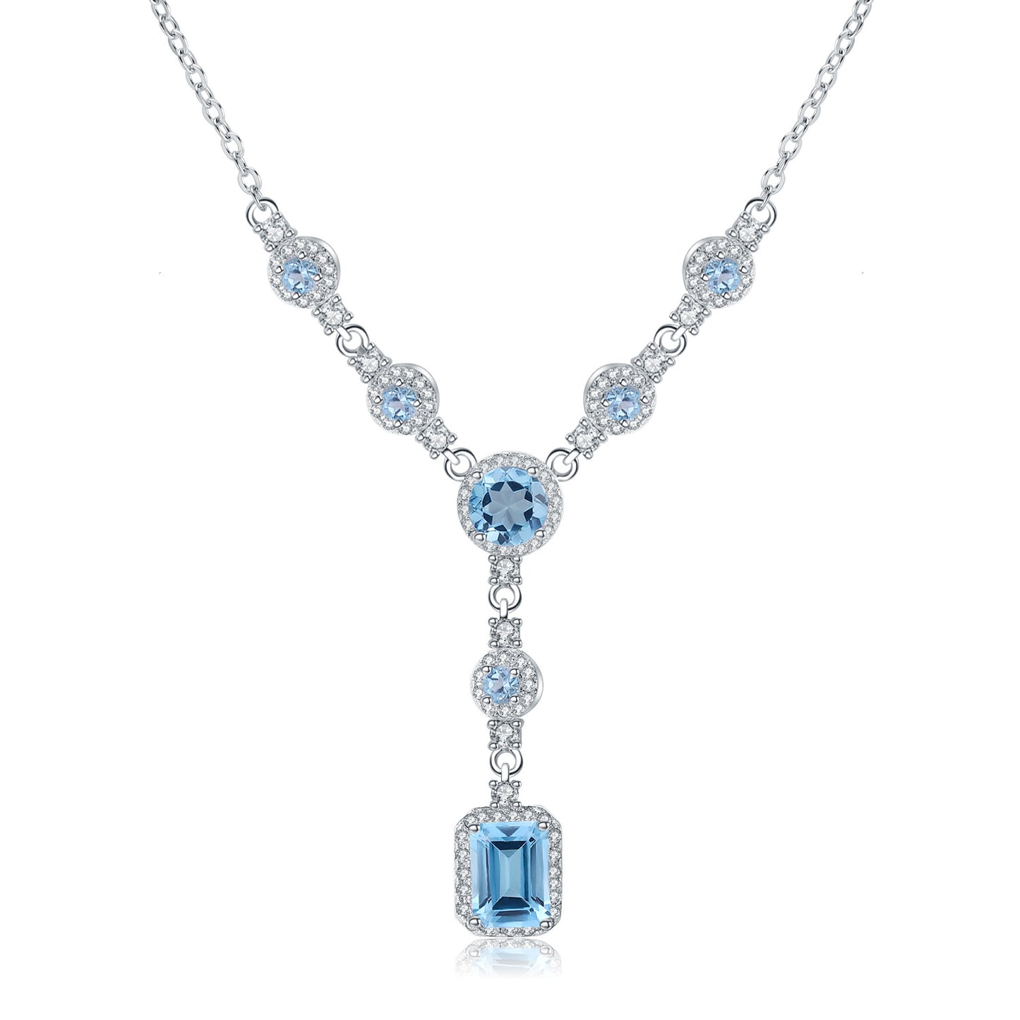 Luxurious High-End Jewelry Natural Gemstone Necklace s925Silver Inlaid Natural Topaz Pendant Necklace