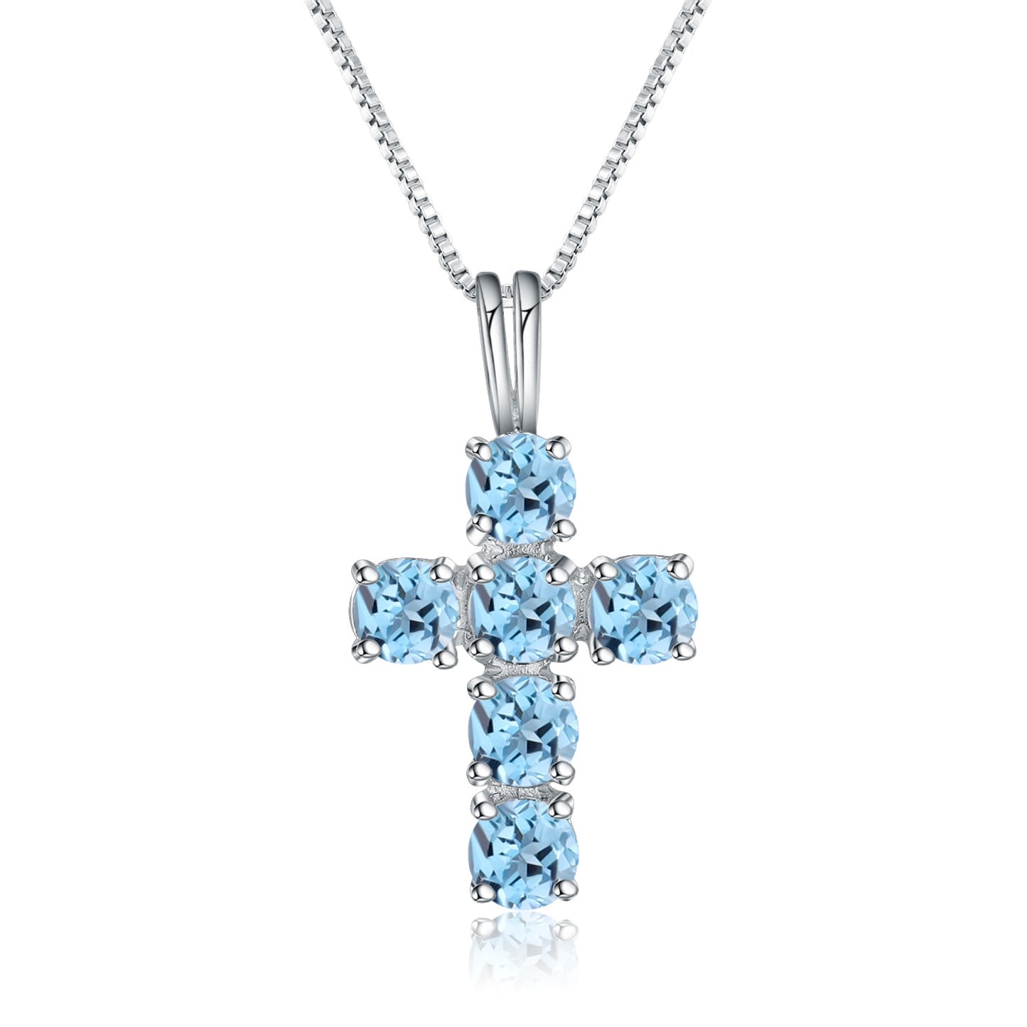 Personality s925Sterling Silver Inlaid Natural Topaz Necklace Pendant Light Luxury Fashion Cross Necklace Pendant