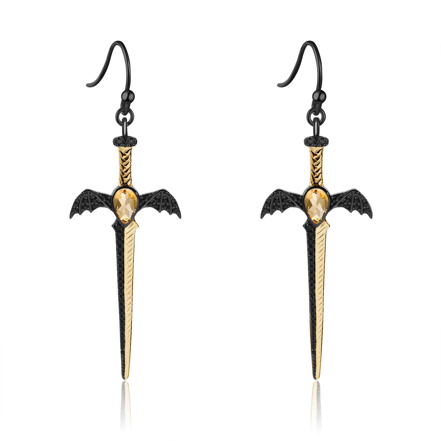 Dark Series Designer High-End Earrings Gothic Style Dagger Design925Silver Natural Gemstone Earrings