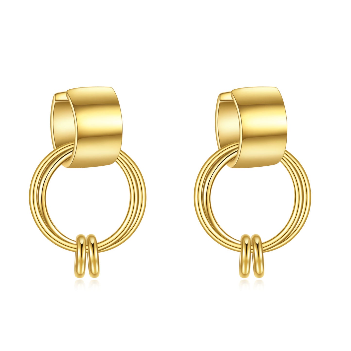 Fashionista Rings and Earrings s925Sterling Silver Ring Gold Geometric Trendy Jewelry Set