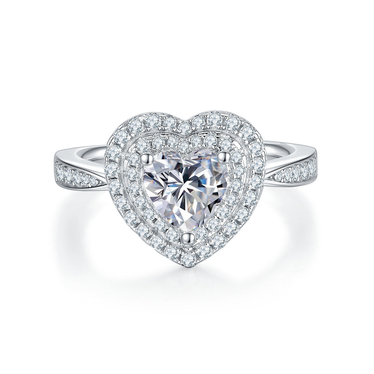 Luxurious Heart-Shaped Ring Full Body9/10/14/18k Platinum Rose Gold Yellow Gold1Carat Moissanite Ring