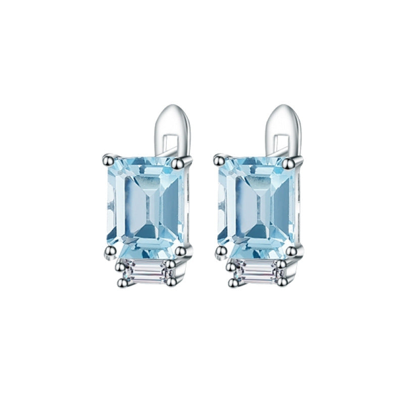 Classic casual Topaz Jewelry Set s925Sterling Silver Inlaid Gemstone Earrings Pendant ins Wind Ring