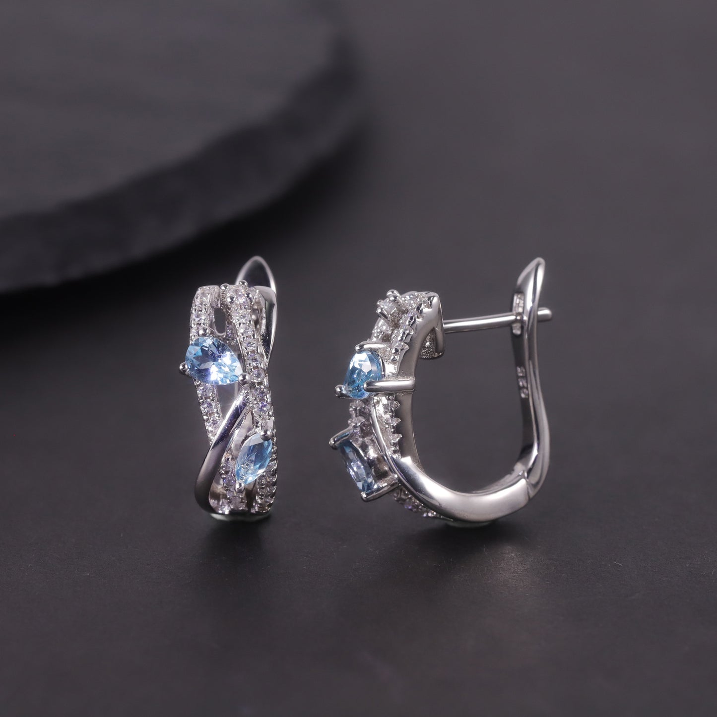 Small and Exquisite Natural Topaz Earrings s925Sterling Silver Cluster Green Chalcedony Colorful Gemstone Earrings Niche