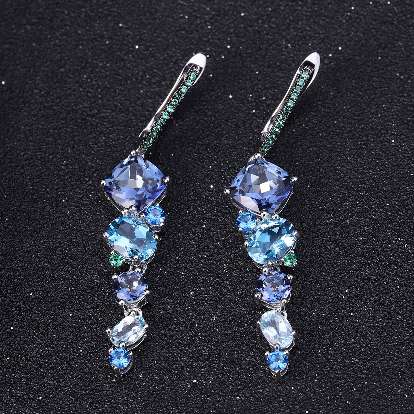 Designer High-End Luxurious Jewelry Set s925Silver Natural Topaz Ring Earrings Pendant