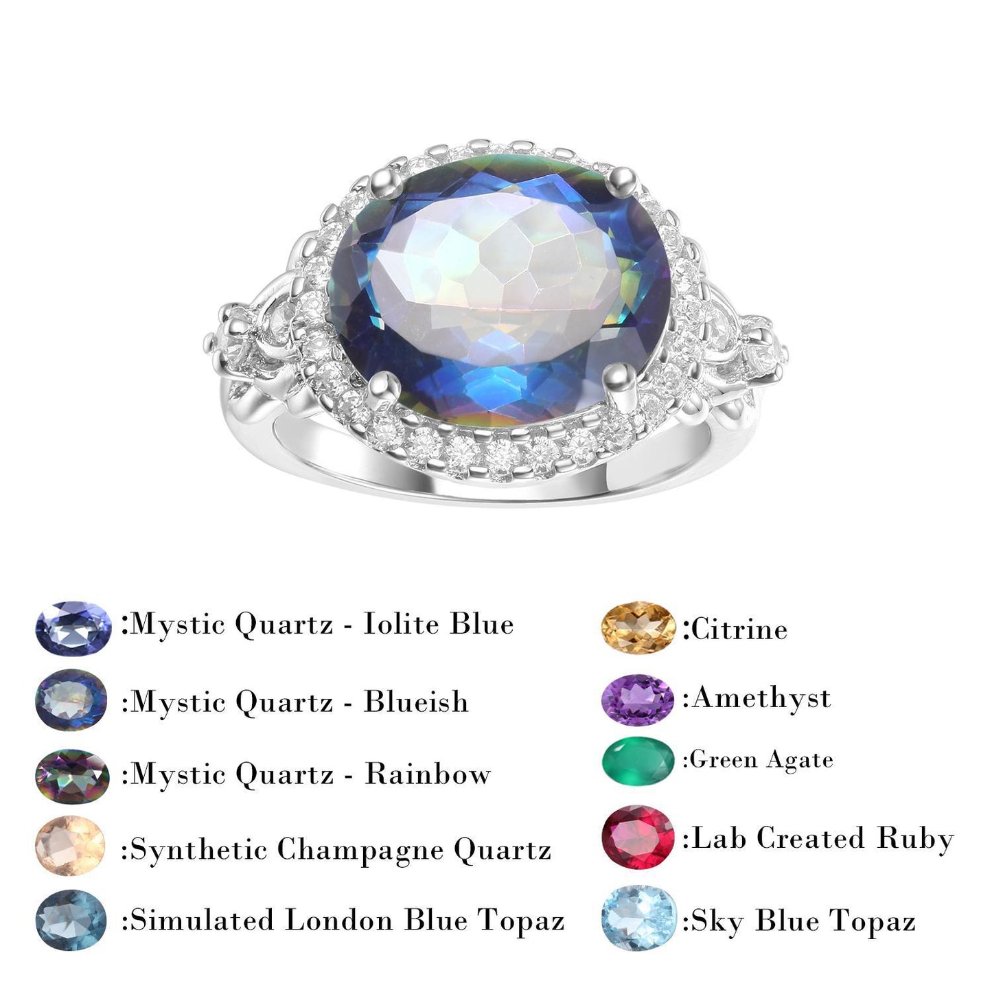 Luxurious Design Gemstone Ring for Women Vintage Fashion s925Sterling Silver Inlaid Colorful Crystal Ring