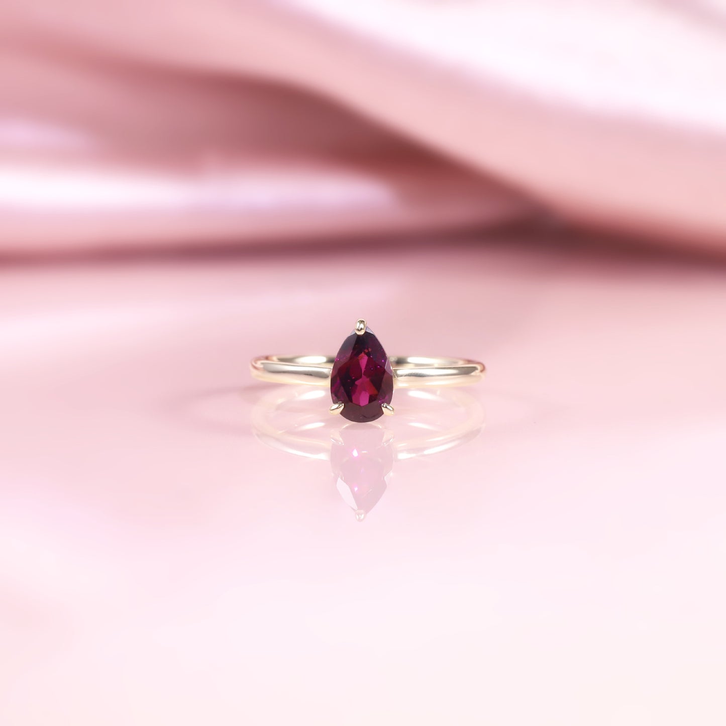 Simple1Carat Ring s925Sterling Silver Inlaid Natural Peridot Garnet Water Drop Pear Shape Fresh Ring for Women