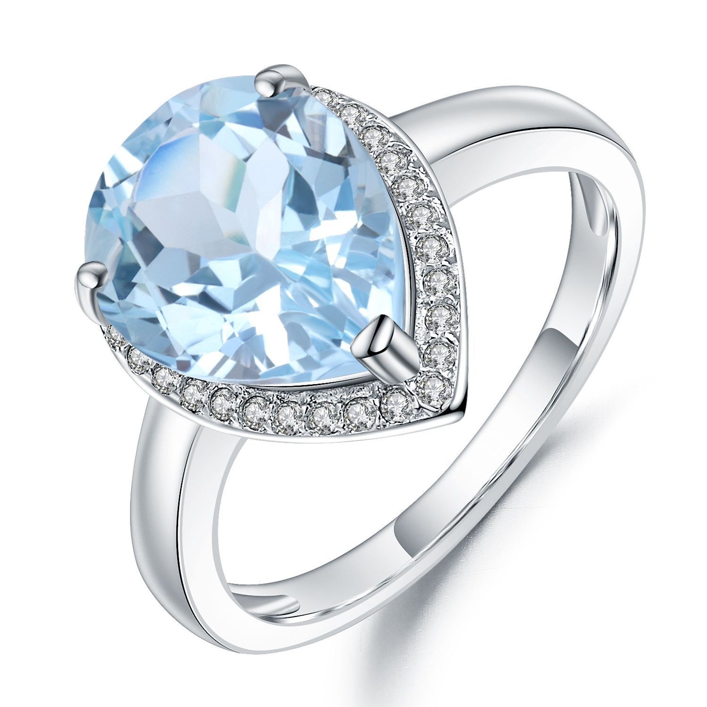 Natural Gemstone Topaz Ring Luxurious and high-end feel s925Sterling Silver Inlaid Natural Gemstone Ring