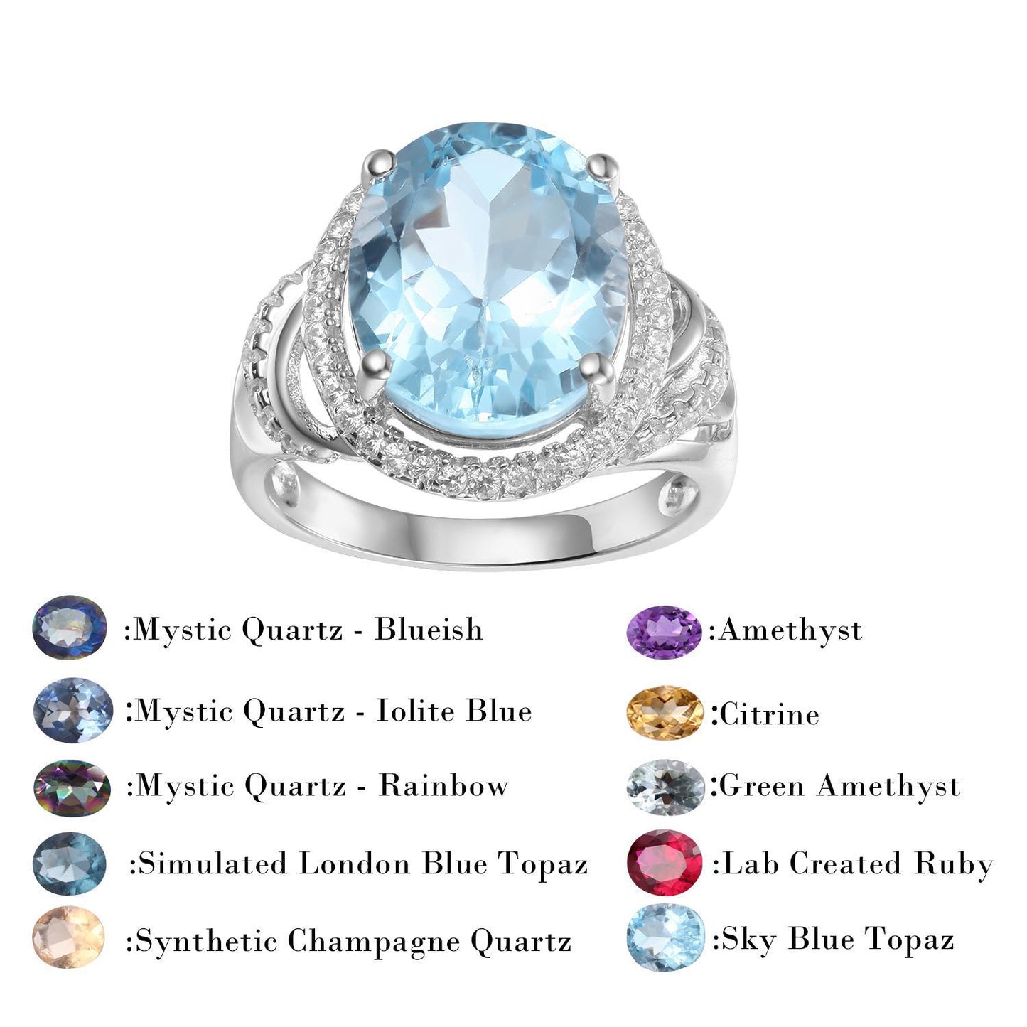 s925Sterling Silver Natural Topaz Ring Fashionable Luxurious High-end Inlay6Carat Colored Gemstone Ring