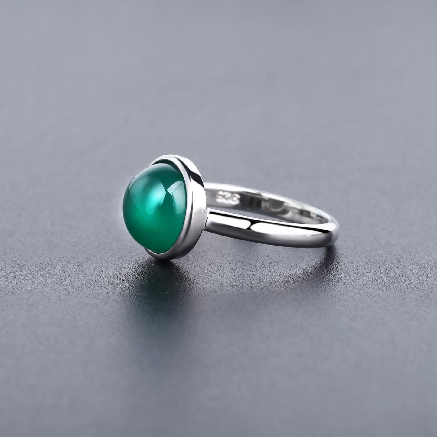 Factory Direct Supply Green Agate Gemstone Ring for Women New Simple Inlaid Natural Gemstone s925Silver ring