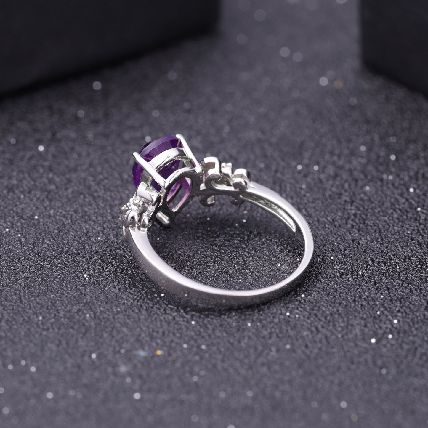 Jewelry Design Sense Natural Gemstone Ring Niche Retro925Silver Inlaid Amethyst Ring