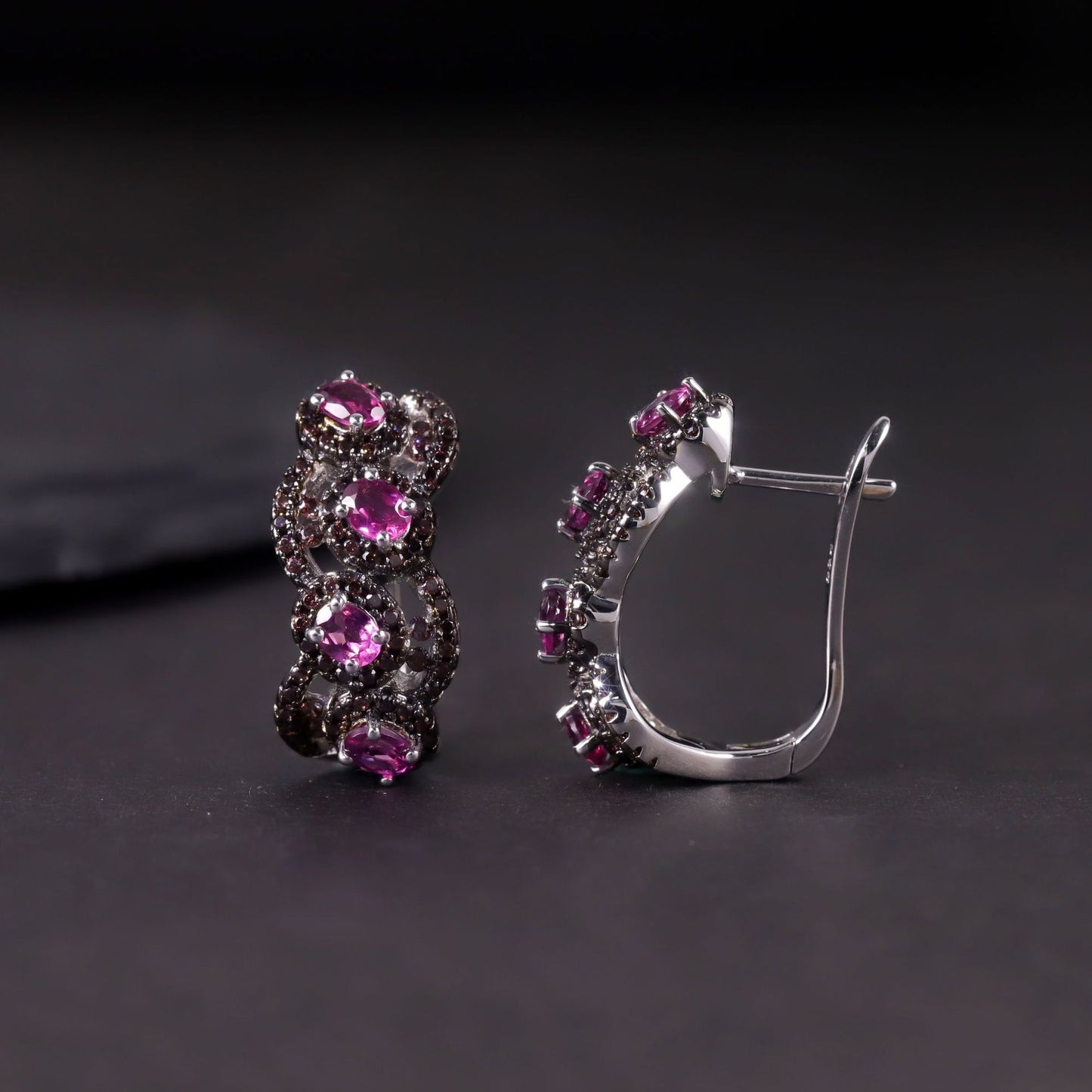 Vintage Dark Style Earrings Jewelry s925Sterling Silver Inlaid Natural Colorful Gemstone Crystal Topaz Earrings