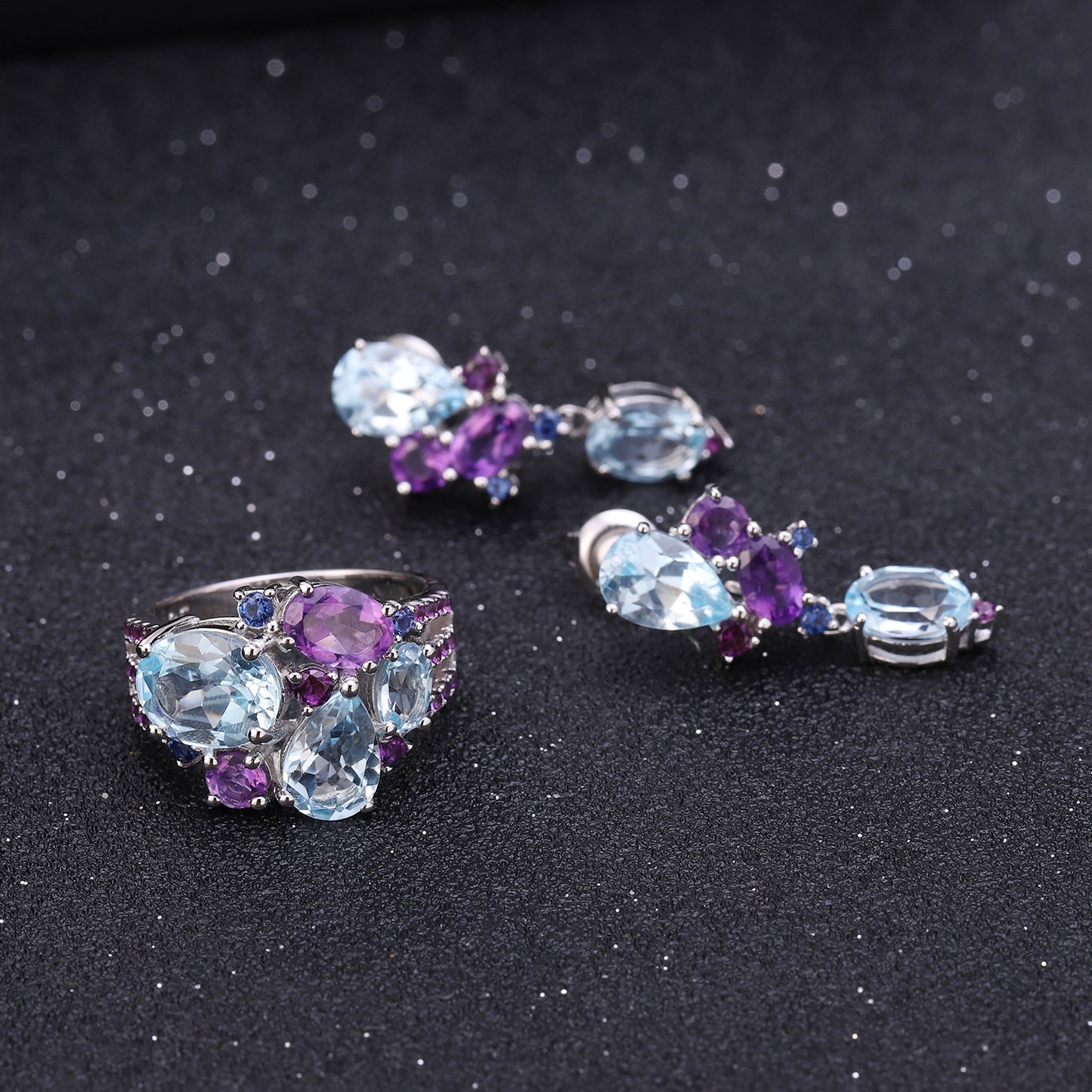 Luxurious Designer Gemstone Earrings Elegant Banquet Matching s925Silver Natural Topaz Earrings Drop Earrings