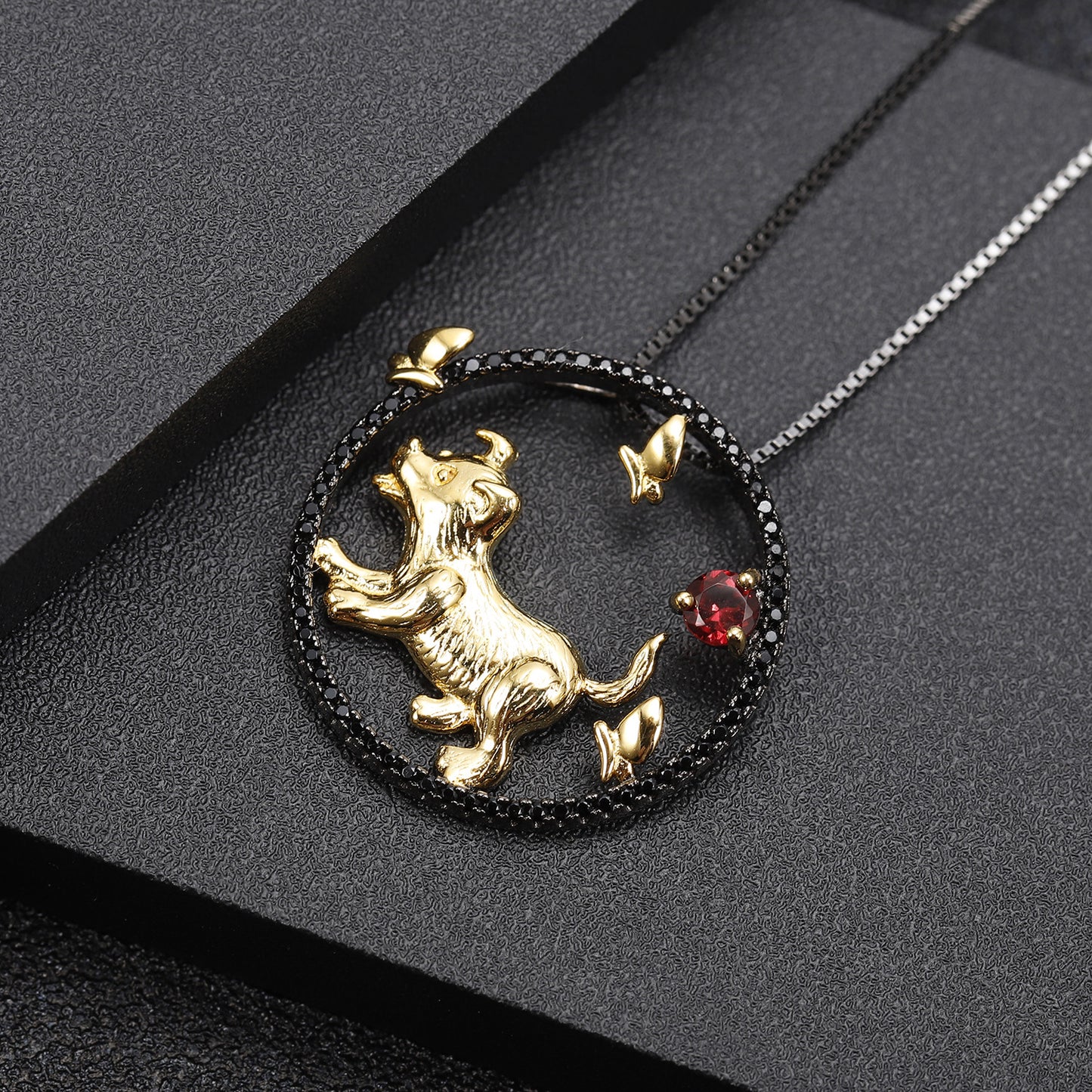 Designer Chinese Style Element Pendant Twelve Zodiac Series Dog 925Silver Natural Gemstone Necklace Pendant