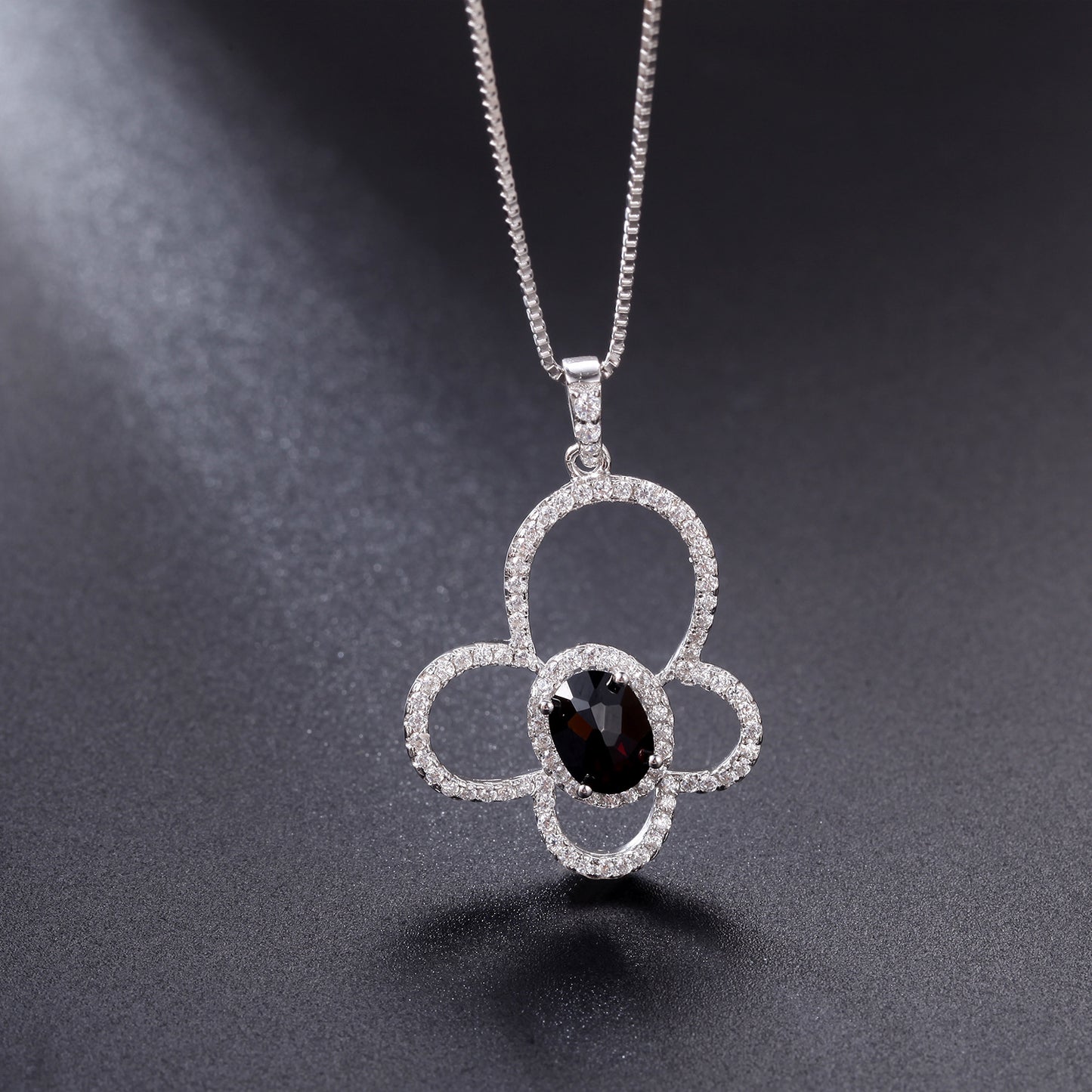 2025New Butterfly Necklace Natural Black Garnet Gift s925Sterling Silver Inlaid Pink Topaz Pendant Sweet