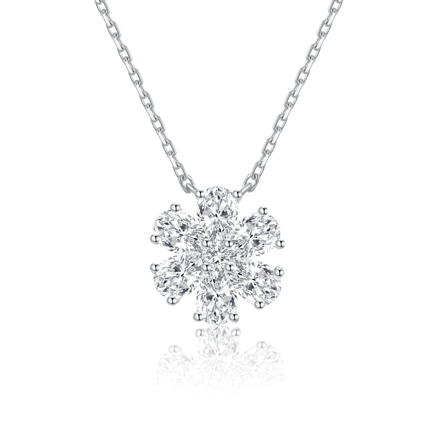 ins Wind18k Gold Necklace with Flower Inlaid Cultivated Diamonds AU750Platinum Real Diamond Clavicle Chain Fresh Style for Women