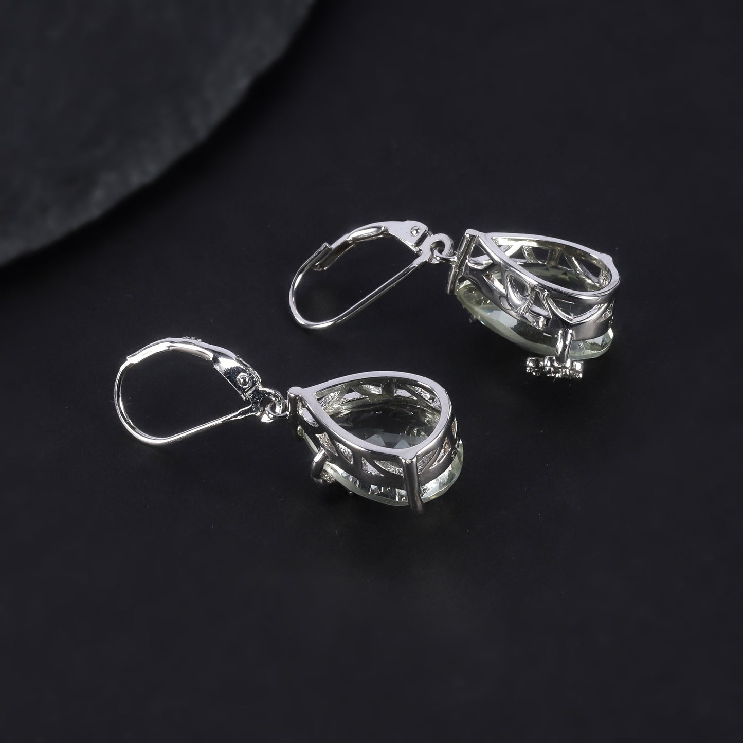 s925Silver Natural Green Amethyst Stud Earrings Jewelry Unique Light Luxury Inlaid Gemstone Natural Colorful Earrings Drop Earrings