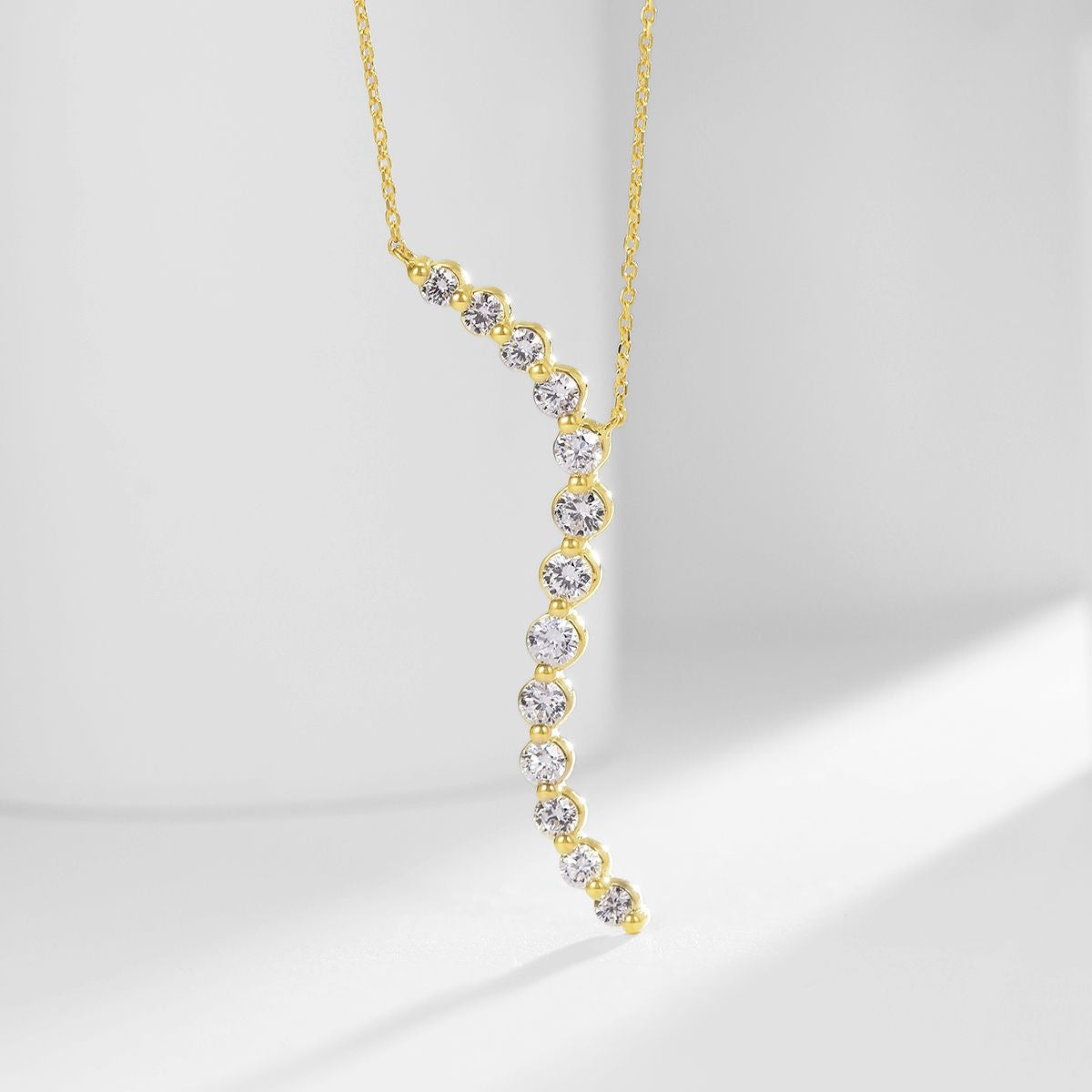 Minimalist style S Shape18k Gold Necklace with Cultivated Diamond Lines k Gold Platinum Gold Genuine Diamond Clavicle Chain for Women