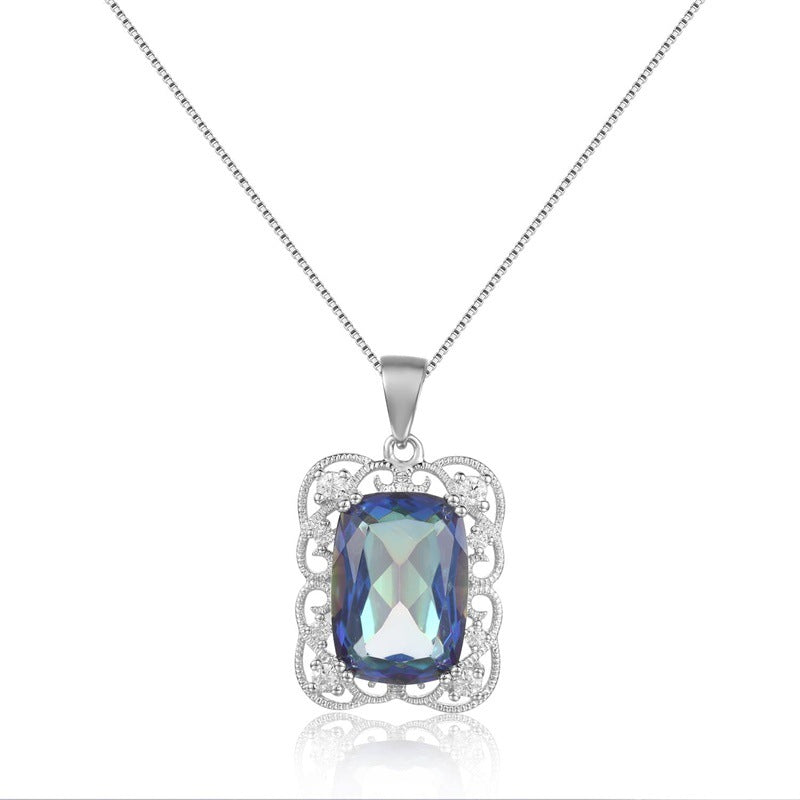 Design Style Luxurious Jewelry Accessories Necklace Pendant Personality s925Sterling Silver Gemstone Inlaid Pendant