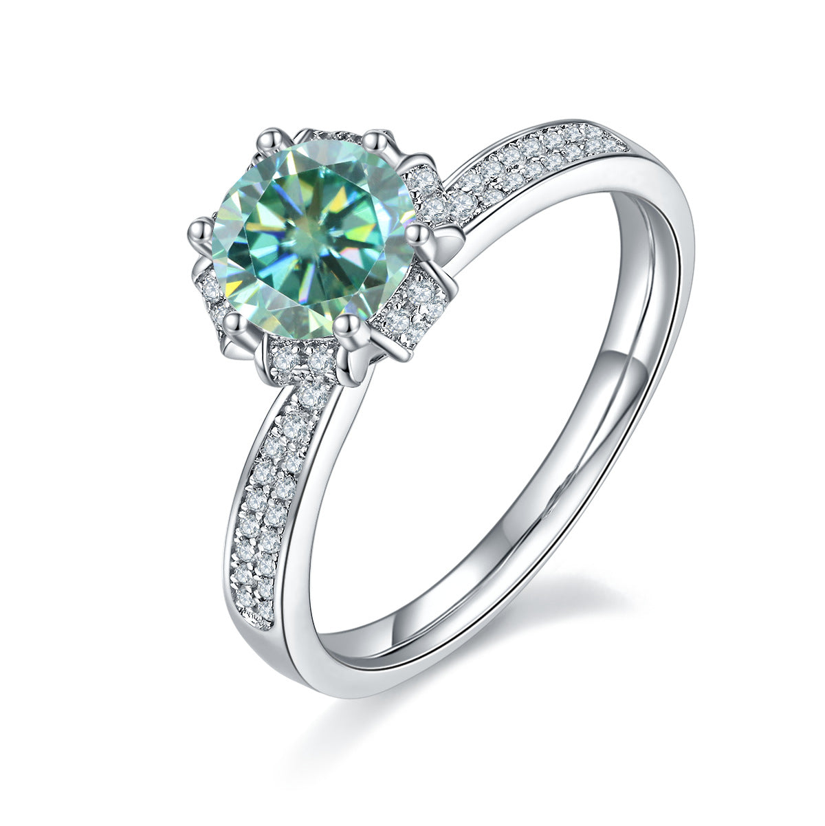 Green Moissanite1Carat Design Sense Fontana Di Trevi Ring Matching GRA Certificate of Light Luxury s925Silver Gemstone Ring