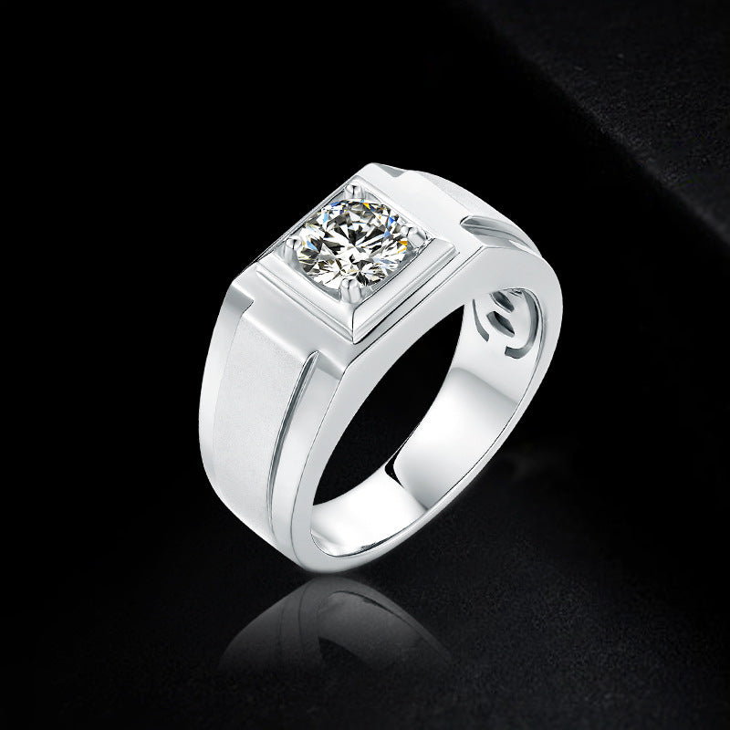 Fashionable Luxurious Moissanite Men's Ring Elegant and Unique s925Silver Inlaid Gemstone Moissanite Ring