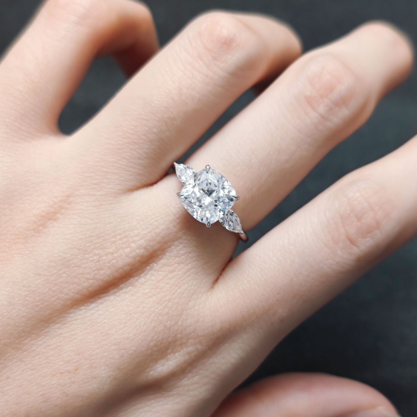 Luxury3Carat Ring Foreign Trade Fat Square s925Sterling Silver Moissanite Large Main Stone Ring for Women