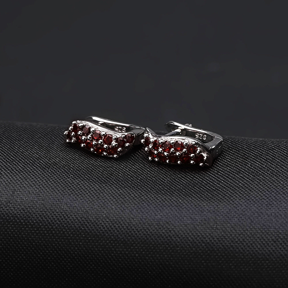 Natural Garnet Sapphire Earrings Affordable Luxury Fashion Unique Design s925Silver Natural Gemstone Earrings