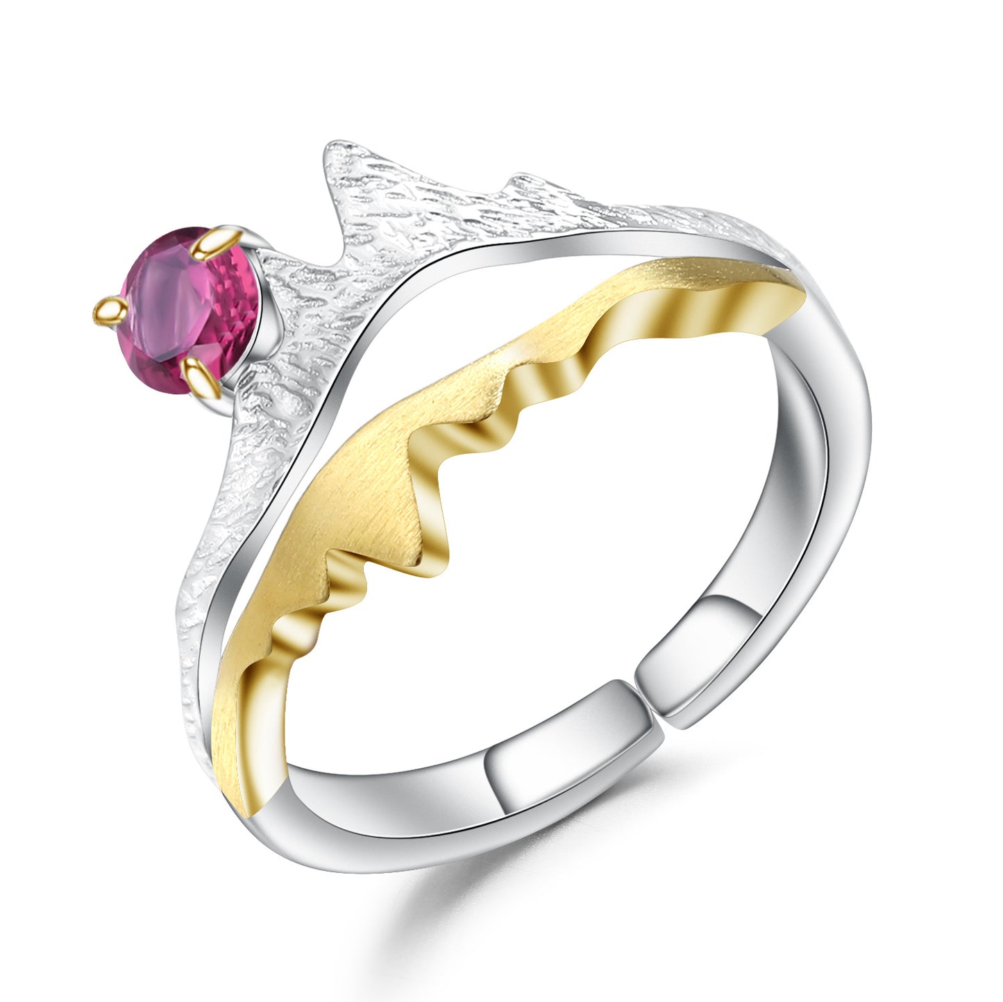 Designer Gemstone Adjustable Open Ring Natural Style Design s925Silver Natural Topaz Ring