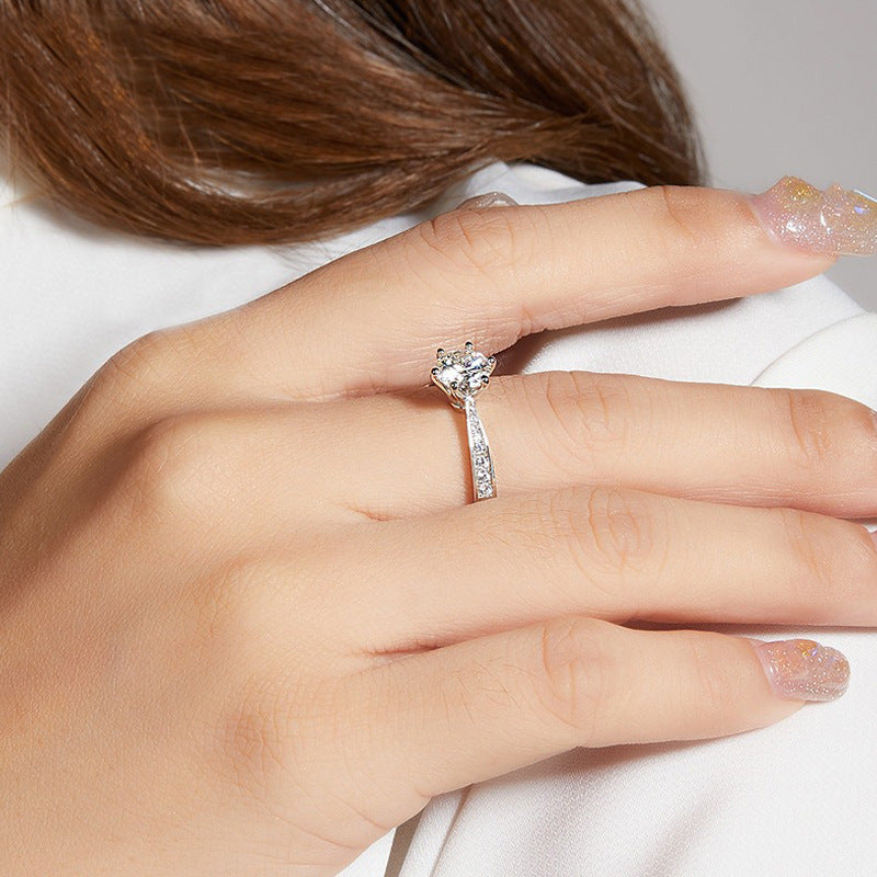 Fashion Moissanite Ring for Women s925Sterling Silver Inlaid1Carat Moissanite Ring High Quality Wedding Ring