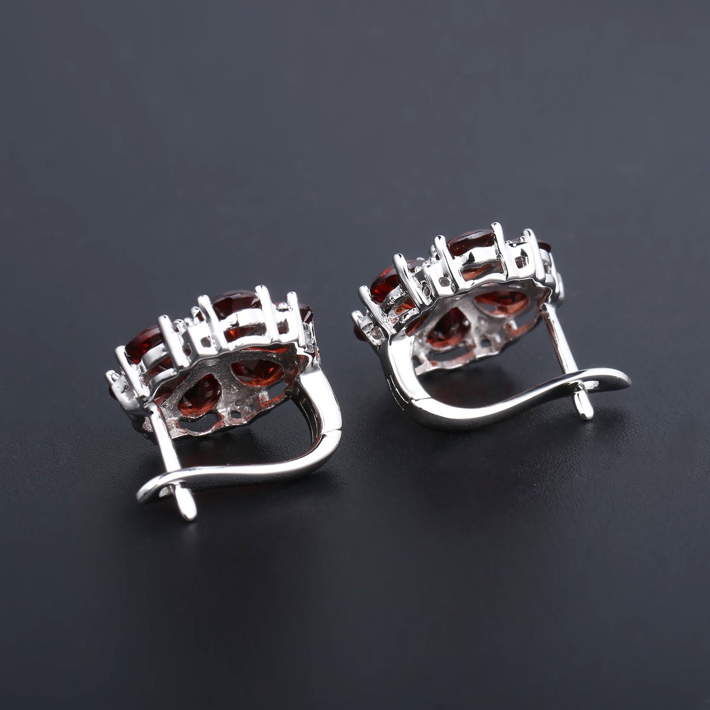 Luxury Jewelry Garnet Stud Earrings Fashion s925Silver Inlaid Natural Gemstone Earrings