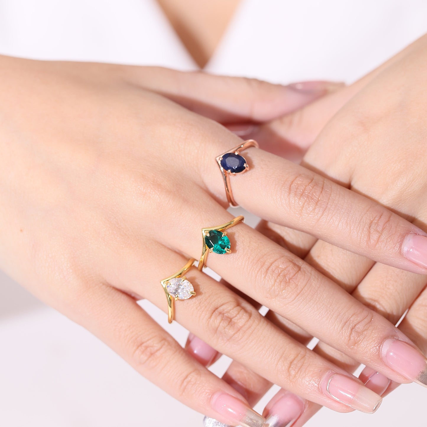 S925Sterling Silver Inlaid Emerald Nano Ring High-end Luxury Fashion Colorful Gemstone Plated14k Gold ring