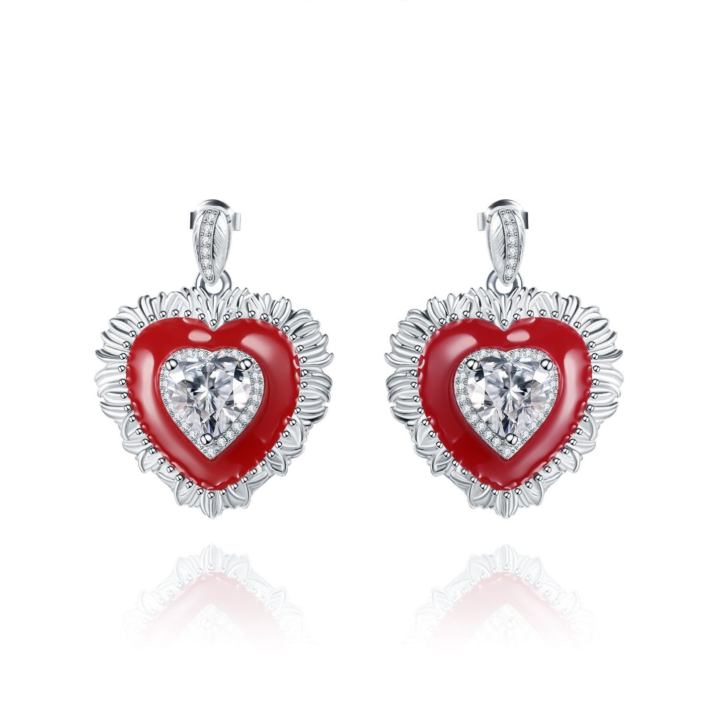 Designer Natural Garnet Earrings Heart-shaped Personalized Design s925Silver Color Gemstone Earrings