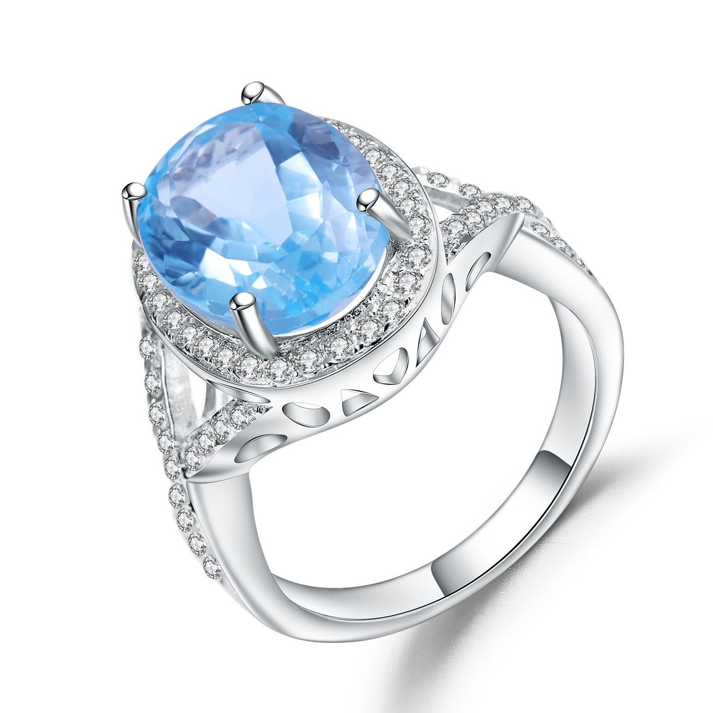 s925Silver Natural Topaz Ring for Women Luxurious Inlay10*14mm Large Size Gemstone Natural Color Ring