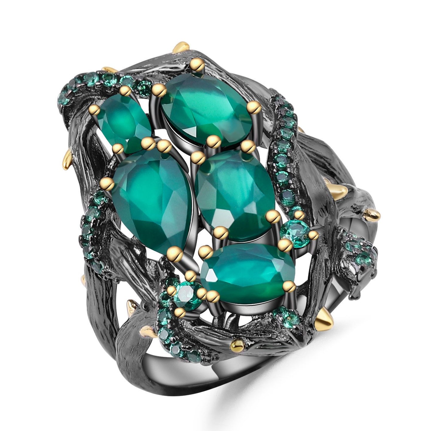 Italian Craft Designer Gemstone Ring Natural Style S925Silver Natural Gemstone Amethyst Ring